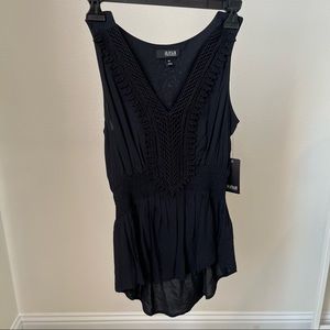 Ana black peplum lace blouse